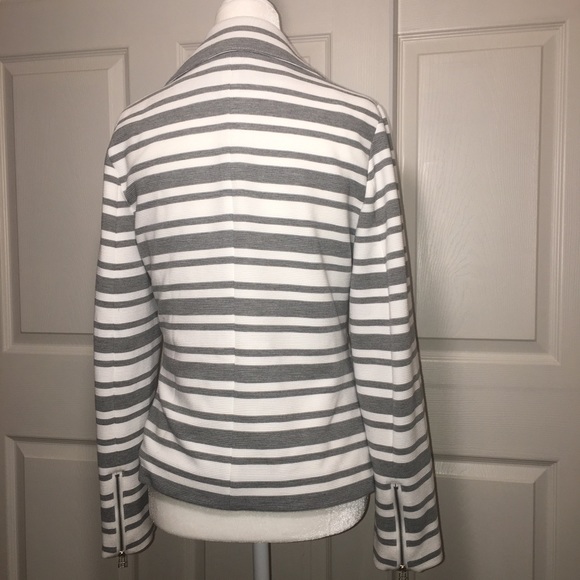 Bagatelle Small Gray & White Stripe Moto Jacket - Picture 10 of 10